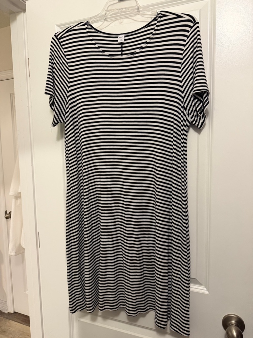 Old Navy Black and Black/White Striped Tee Dresses - Picture 3 of 6